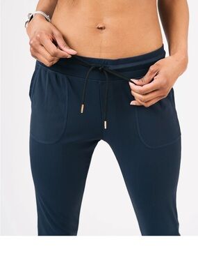 Women's Navy Drawstring Joggers with Front Patch Pockets